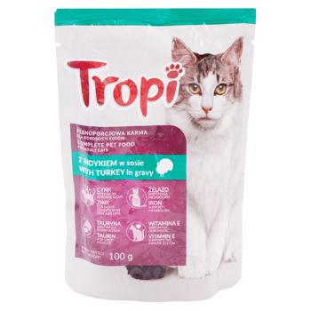 Hrană umedă Tropi cu curcan in sos pentru pisici 100g - cumpărați, prețuri pentru BONUS - foto 1