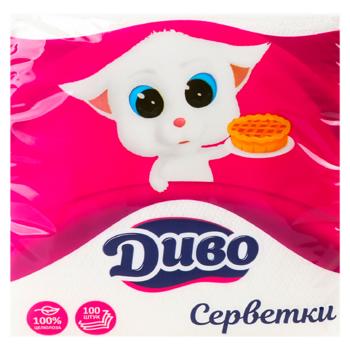 Салфетки столовые Divo белый 1 слой 33*33см 100шт - купить, цены на BONUS - фото 1