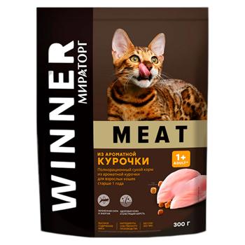 Корм сухой Мираторг Winner Meat с курицей для взрослых кошек 300г - купить, цены на BONUS - фото 1