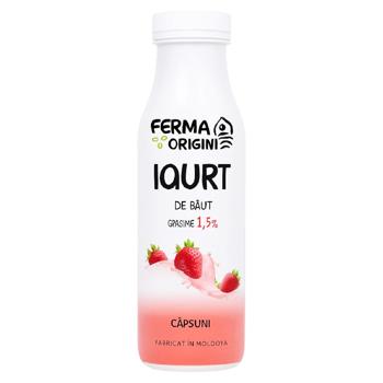 Йогурт Ferma cu Origini питьевой клубника 330г - купить, цены на BONUS - фото 1