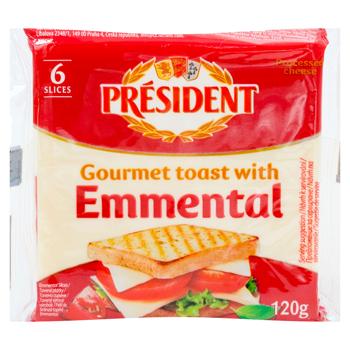 Branza topita President Emmental felii 40% 120g - cumpărați, prețuri pentru BONUS - foto 1