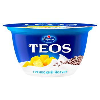 Йогурт Савушкин Teos Греческий Манго чиа 2% 140г - купить, цены на BONUS - фото 1