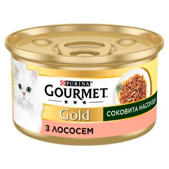 Корм влажный Gourmet Gold с лососем для кошек 85г - купить, цены на BONUS - фото 1