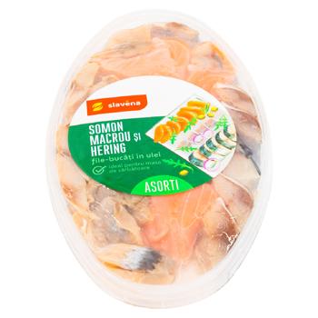 Asorti de macrou/somon/hering Slavena Lux in ulei 250g - cumpărați, prețuri pentru BONUS - foto 3