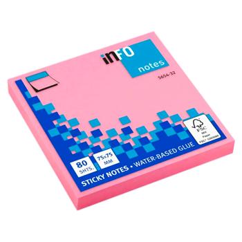 Notite adezive Info 75*75mm 80 file neon roz 5654-32 - cumpărați, prețuri pentru BONUS - foto 1