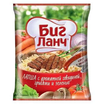 Лапша Биг Ланч с ароматной говядиной, грибами и зеленью 75г - купить, цены на BONUS - фото 1