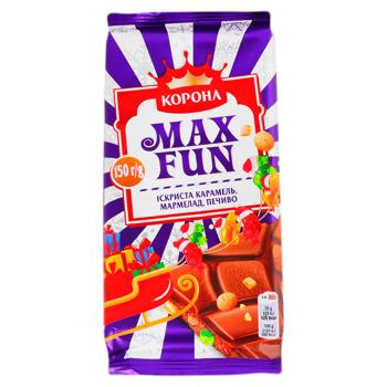 Ciocolata cu lapte Corona Max Fun Biscuit/caramel/marmeladă 150g - cumpărați, prețuri pentru BONUS - foto 1