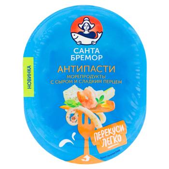 Коктейль из морепродуктов Санта Бремор Антипасти с сыром и красным перцем 180г - купить, цены на BONUS - фото 1
