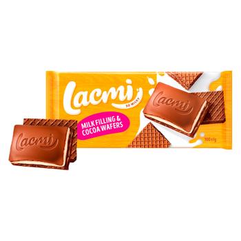 Шоколад молочный Lacmi Вафля с какао и вафлями 90g - купить, цены на BONUS - фото 1