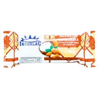 Branzica glazurata Incomlac cu nucă de cocos și marțipan 20% 50g - cumpărați, prețuri pentru BONUS - foto 1