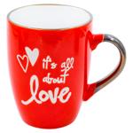 Cana Love auriu alb/rosu portelan 305ml