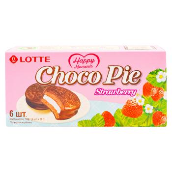 Biscuiti Lotte Choco Pie Capsuna 168g - cumpărați, prețuri pentru BONUS - foto 1