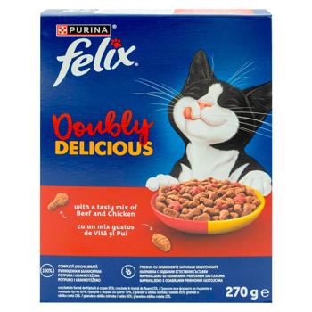 Корм Felix Doubly Delicious сухой для кошек с говядиной и курицей 270г - купить, цены на BONUS - фото 3