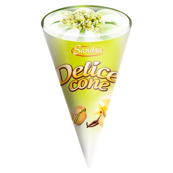 Înghețată Sandra Delice Cone cu aromă de vanilie și fistic 105g - cumpărați, prețuri pentru BONUS - foto 1